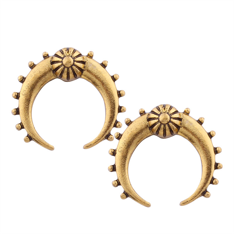 Fashion Antique Gold Ox Horn Shape Design Pure Color Earrings,Stud Earrings