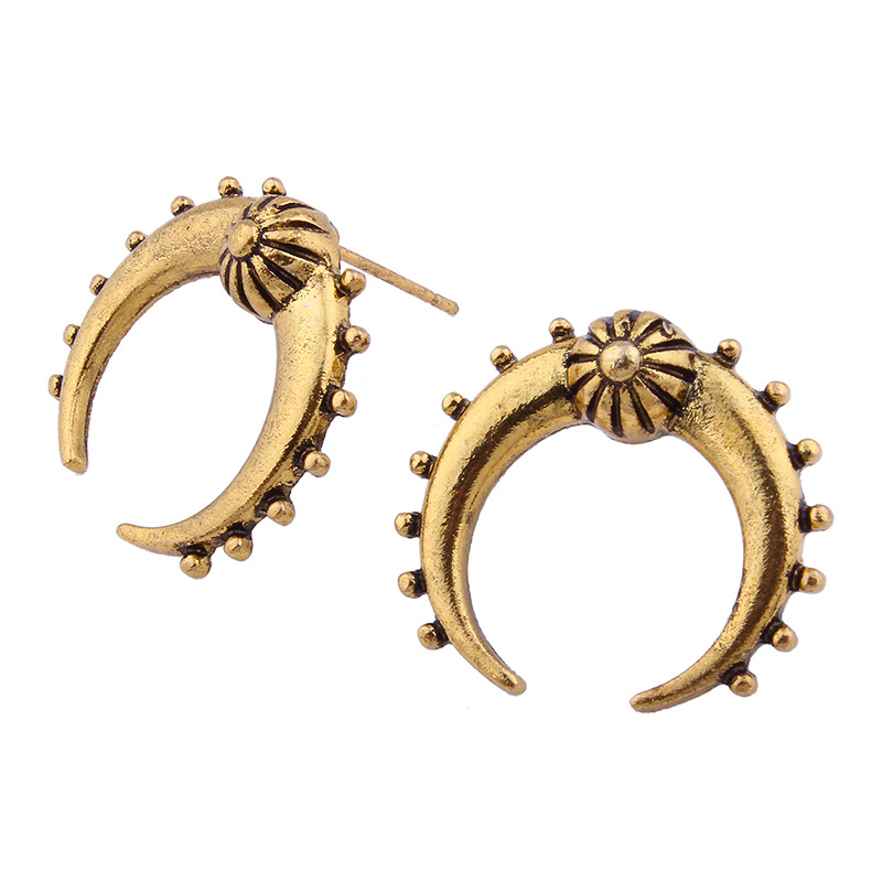 Fashion Antique Gold Ox Horn Shape Design Pure Color Earrings,Stud Earrings