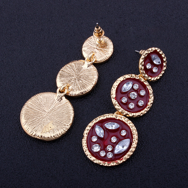 Fashion Red Round Shape Decorated Long Earrings,Drop Earrings