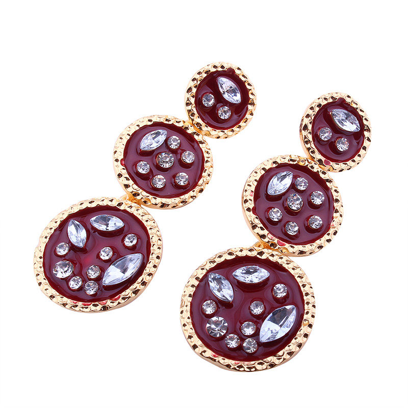 Fashion Red Round Shape Decorated Long Earrings,Drop Earrings