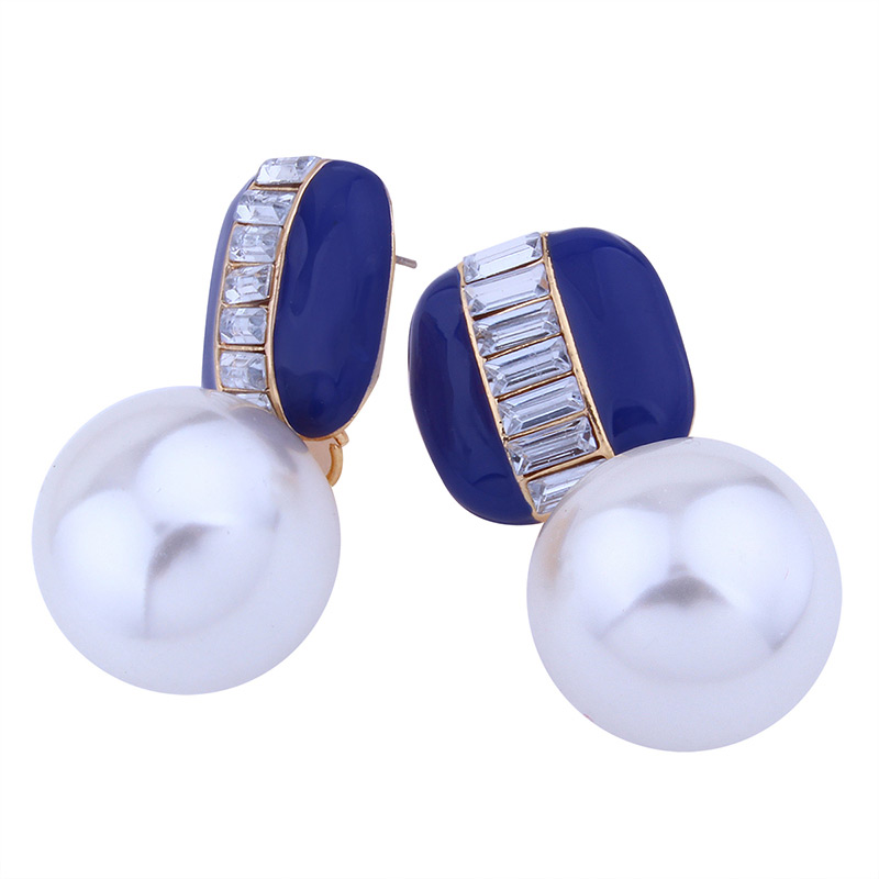 Fashion Orange Big Pearls&diamond Decorated Earrings,Drop Earrings