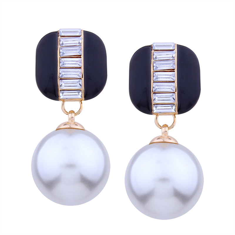 Fashion Orange Big Pearls&diamond Decorated Earrings,Drop Earrings