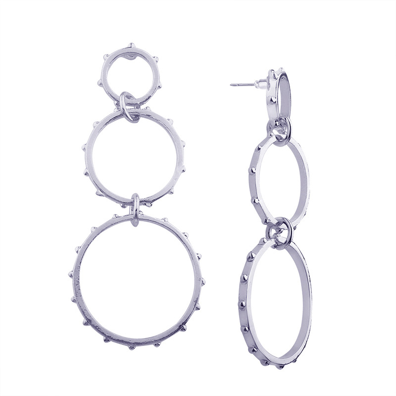 Fashion Silver Color Circular Ring Decorated Earrings,Drop Earrings
