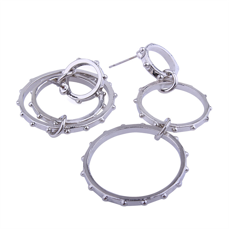 Fashion Silver Color Circular Ring Decorated Earrings,Drop Earrings
