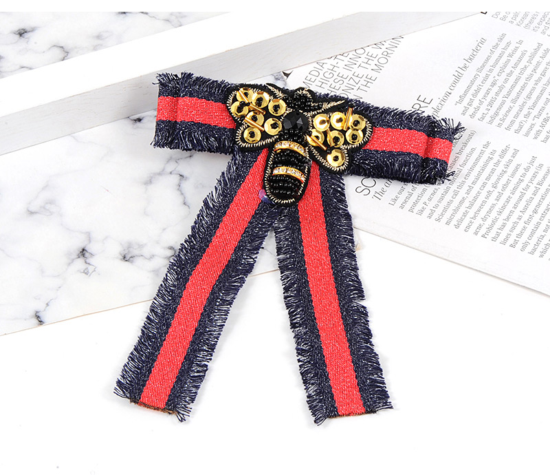 Fashion Navy+red Bee Shape Decorated Bowknot Brooch,Korean Brooches
