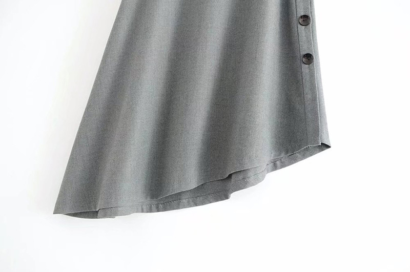 Trendy Gray Buttons Decorated Asymmetric Skirt,Skirts