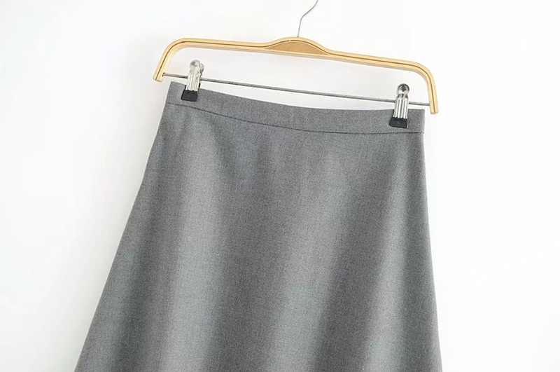 Trendy Gray Buttons Decorated Asymmetric Skirt,Skirts