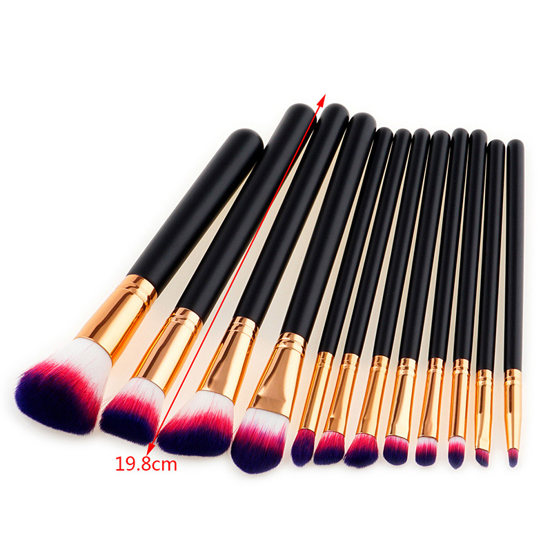 Trendy Red+white Color Matching Decorated Makeup Brush(12pcs),Beauty tools