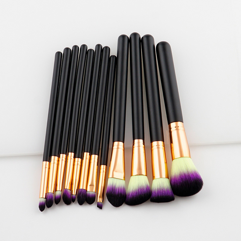 Trendy Yellow+purple Color Matching Decorated Makeup Brush(12pcs),Beauty tools
