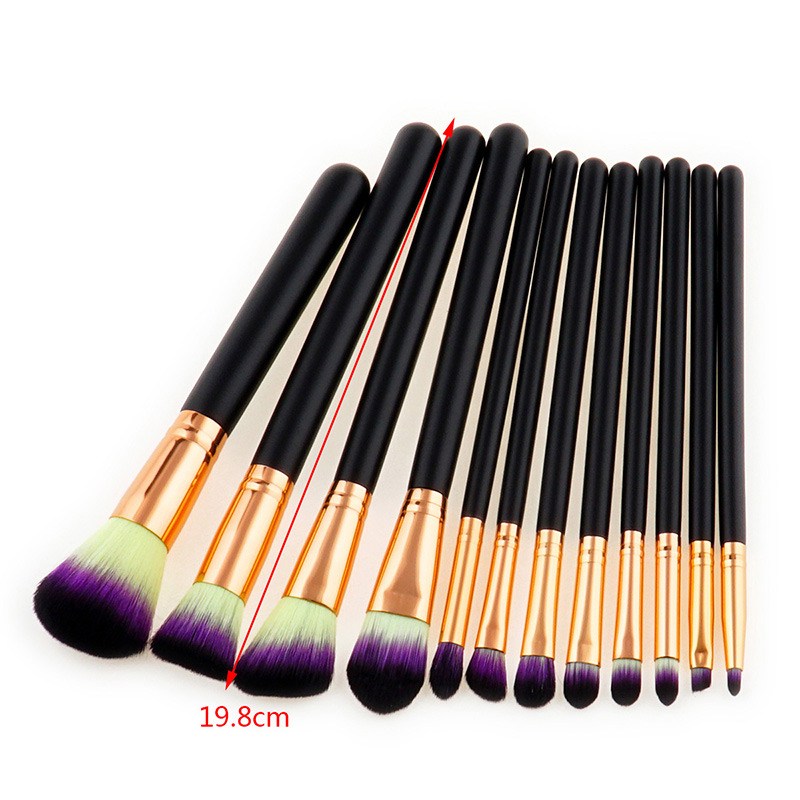 Trendy Yellow+purple Color Matching Decorated Makeup Brush(12pcs),Beauty tools