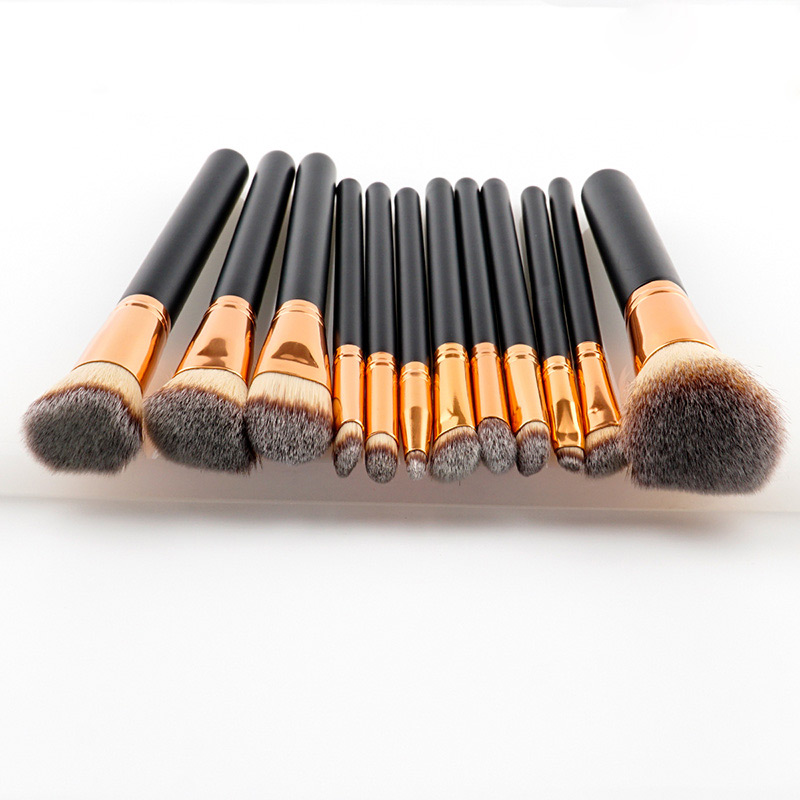 Trendy Coffee+gray Color Matching Decorated Makeup Brush(12pcs),Beauty tools