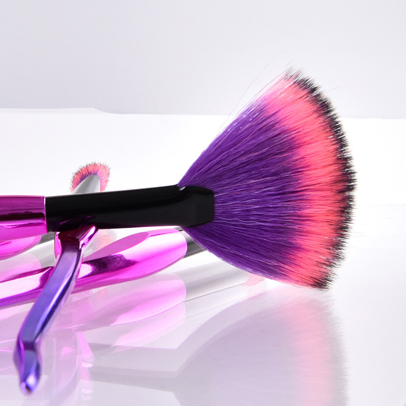 Trendy Purple+red Sector Shape Decorated Makeup Brush(4pcs),Beauty tools