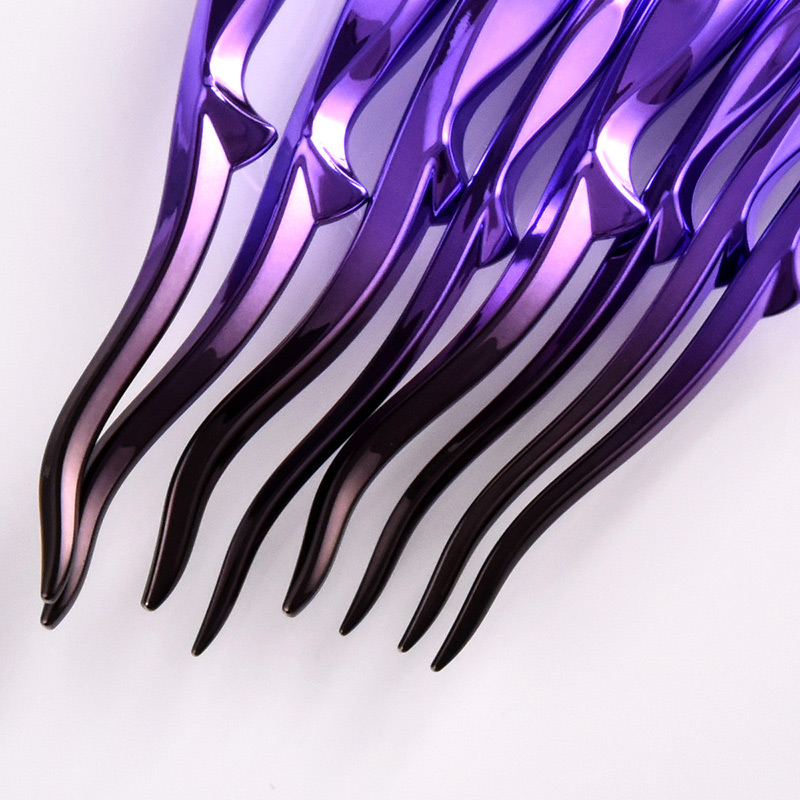 Trendy Purple+black Color Matching Decorated Makeup Brush(8pcs),Beauty tools