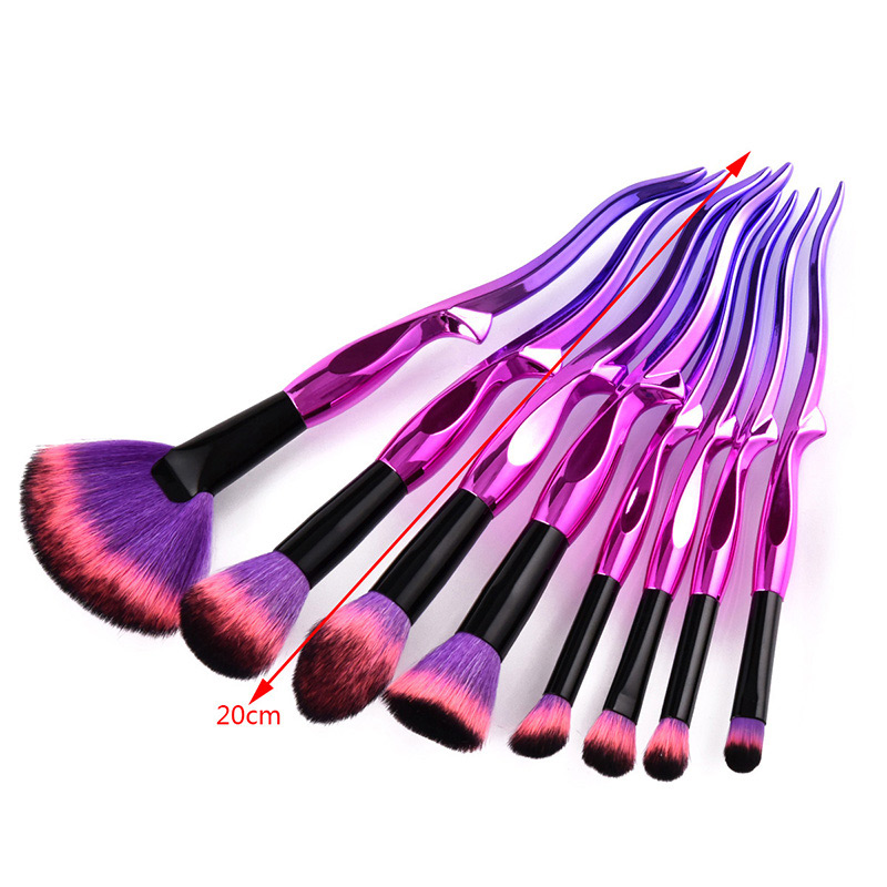 Trendy Purple+red Color Matching Decorated Makeup Brush(8pcs),Beauty tools