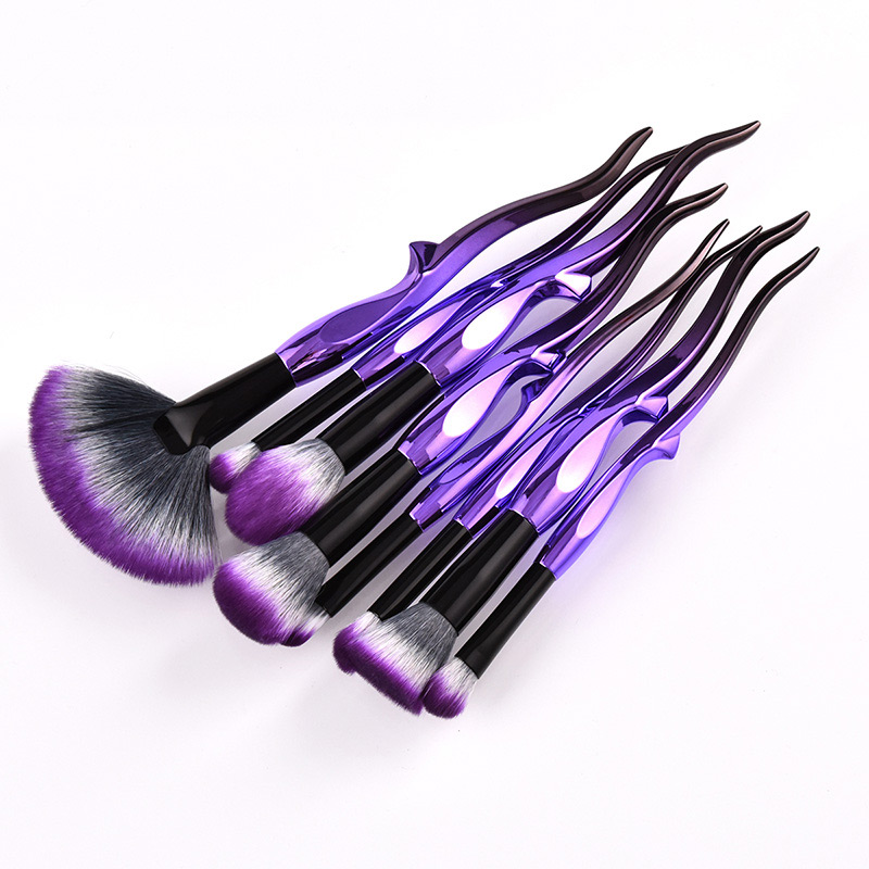 Trendy Purple+black Flame Shape Decorated Makeup Brush(1pc),Beauty tools