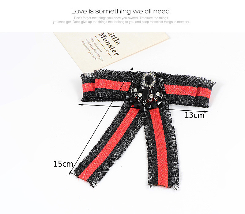 Trendy Red+black Tassel Decorated Bowknot Shape Brooch,Korean Brooches