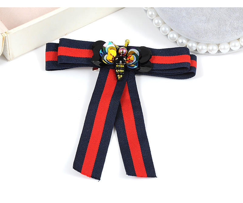 Trendy Red+navy Bee Decorated Simple Bowknot Brooch,Korean Brooches