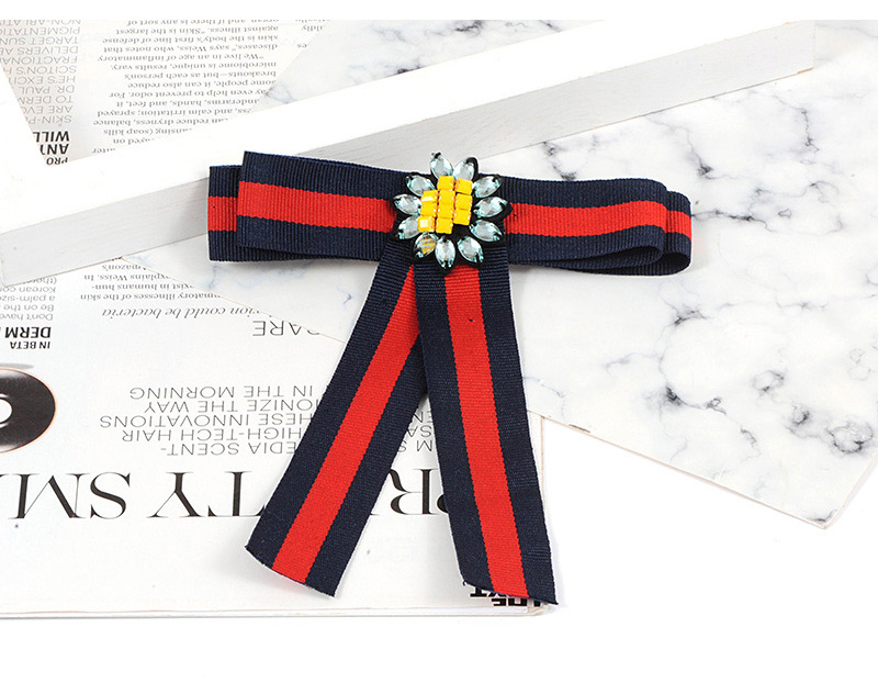 Trendy Red+navy Sunflower Decorated Simple Bowknot Brooch,Korean Brooches