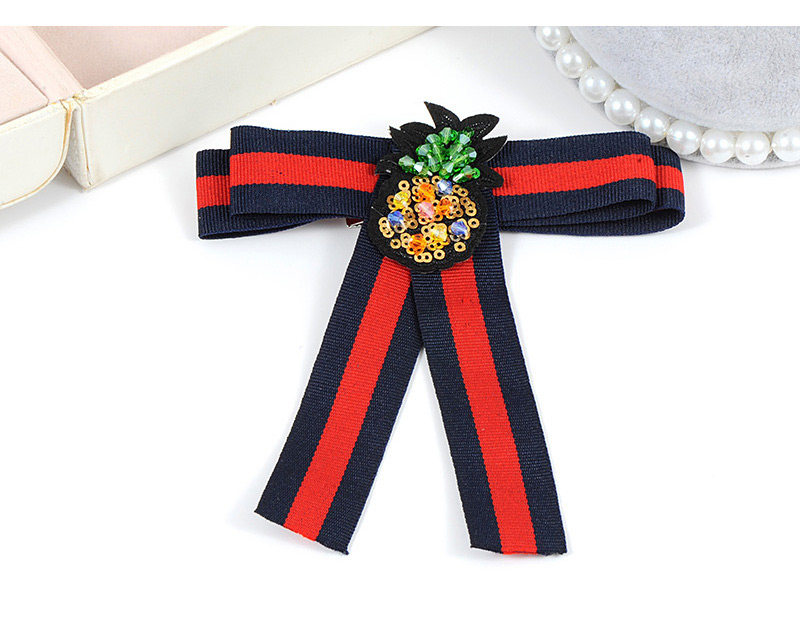 Trendy Red+navy Pineapple Decorated Simple Bowknot Brooch,Korean Brooches