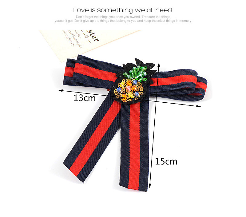 Trendy Red+navy Pineapple Decorated Simple Bowknot Brooch,Korean Brooches