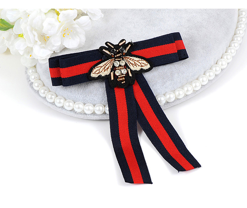 Trendy Red+navy Insect Decorated Simple Bowknot Brooch,Korean Brooches