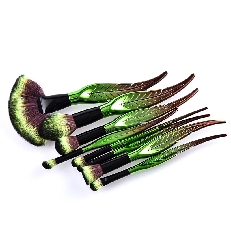 Trendy Green+brown Leaf Shape Decorated Concealer Brush(1pc),Beauty tools