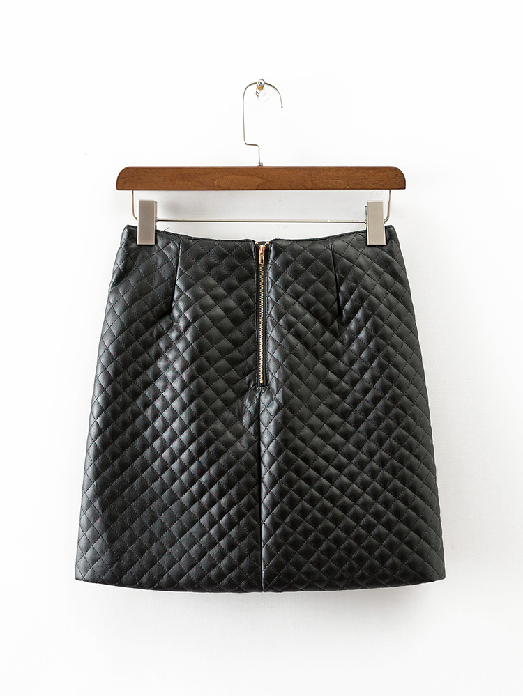 Trendy Black Grid Pattern Decorated Simple Skirt,Skirts
