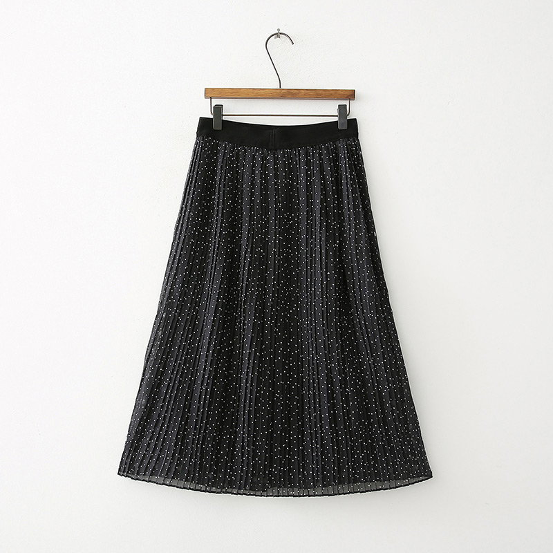 Trendy Black Dots Pattern Decorated Simple Skirt,Skirts
