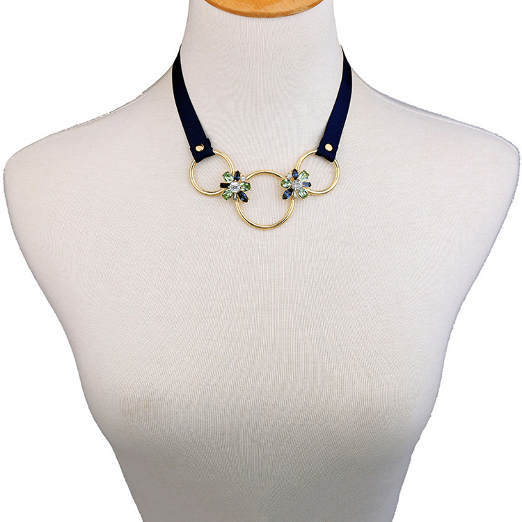 Vintage Blue Hollow Out Decorated Choker,Chokers
