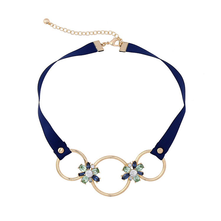 Vintage Blue Hollow Out Decorated Choker,Chokers
