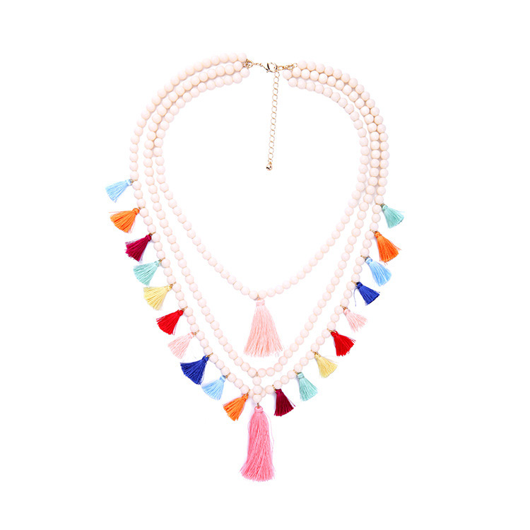 Bohemia Multi-color Tassel Decorated Multi-color Necklace,Multi Strand Necklaces