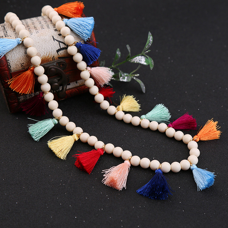 Bohemia Multi-color Tassel Decorated Multi-color Necklace,Multi Strand Necklaces