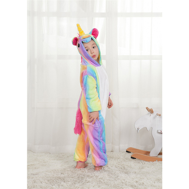 Lovely Multi-color Rainbow Shape Decorated Unicorn Children Pajamas,Cartoon Pajama