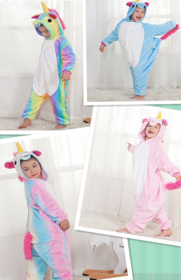 Lovely Multi-color Rainbow Shape Decorated Unicorn Children Pajamas,Cartoon Pajama