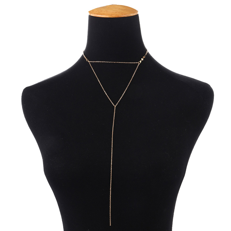 Fashion Gold Color Triangle Shape Decorated Necklace,Multi Strand Necklaces