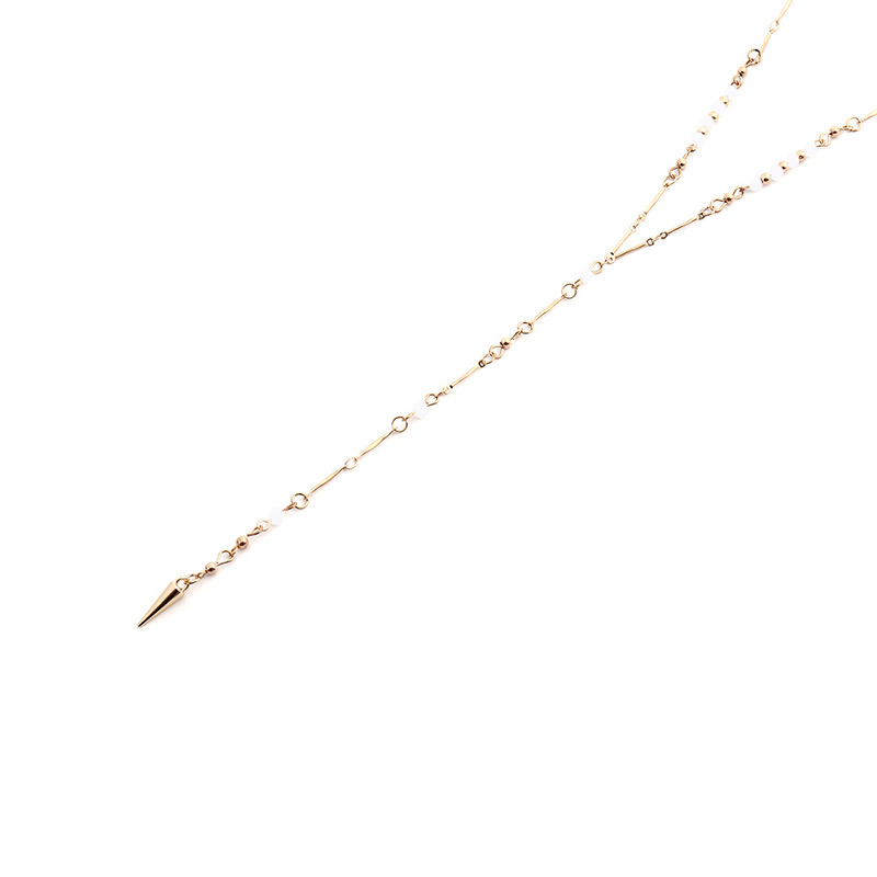 Fashion Gold Color Beads Decorated Long Tassel Necklace,Multi Strand Necklaces