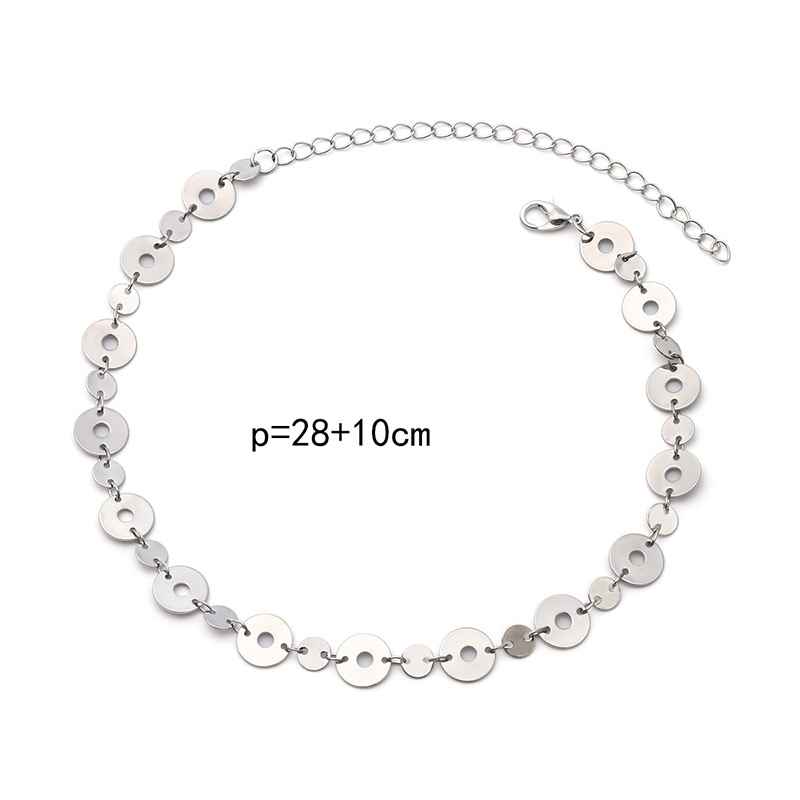 Fashion Silver Color Round Shape Decorated Choker,Chains