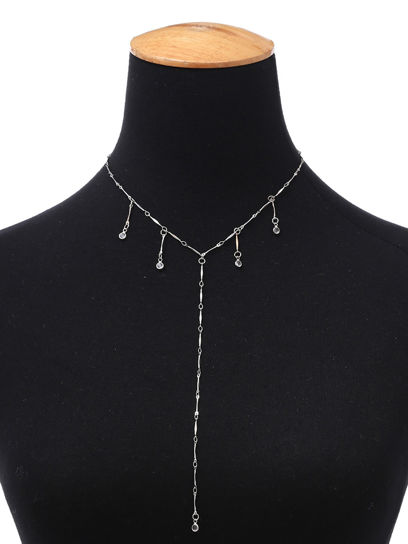 Fashion Silver Color Pure Color Decorated Long Necklace,Multi Strand Necklaces