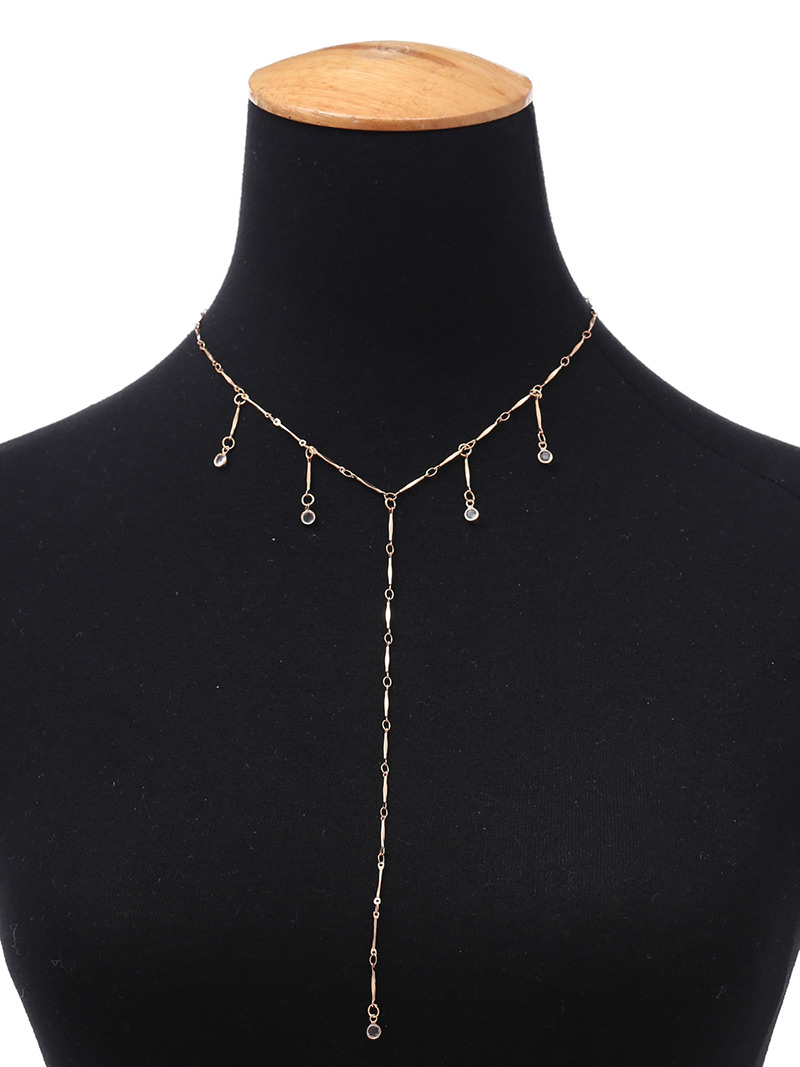 Fashion Gold Color Pure Color Decorated Long Necklace,Multi Strand Necklaces