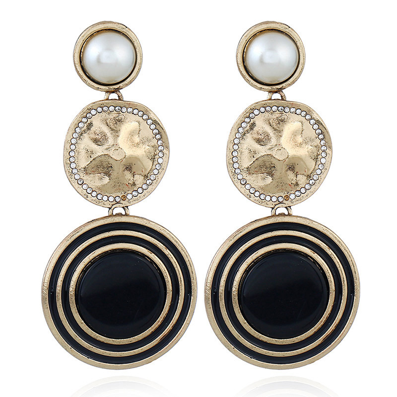 Fashion Gold Color+black Color-matching Decorated Earrings,Drop Earrings