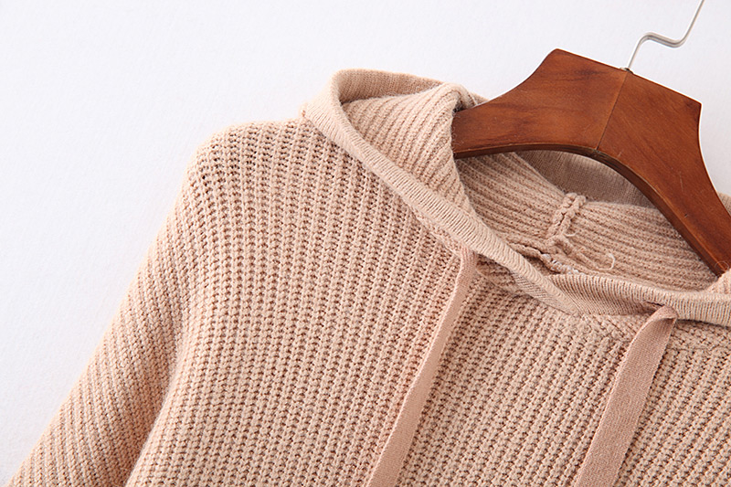 Fashion Beige Pure Color Decorated Hoodie,Sweater