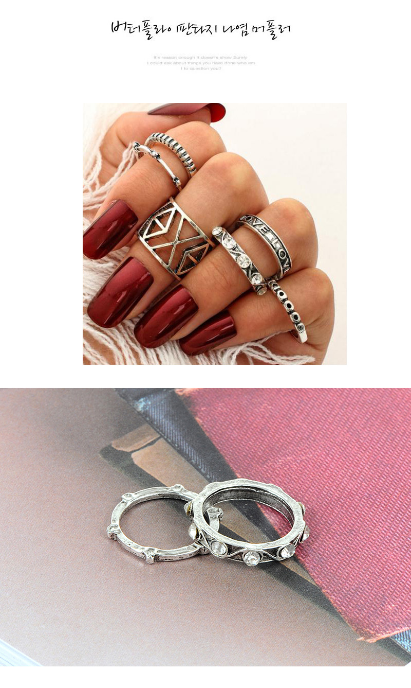 Fashion Silver Color Hollow Out Design Pure Color Ring Sets(6pcs),Fashion Rings