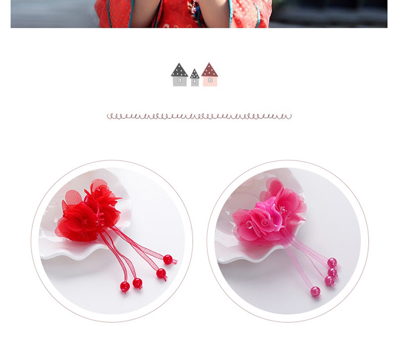 Lovely Plum Red Flower Decorated Taseel Design Hair Claw,Kids Accessories