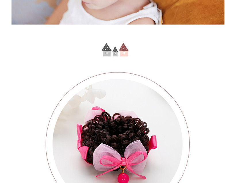 Fashion Pink Bowknot Decorated Simple Child Wig(1pc),Kids Accessories