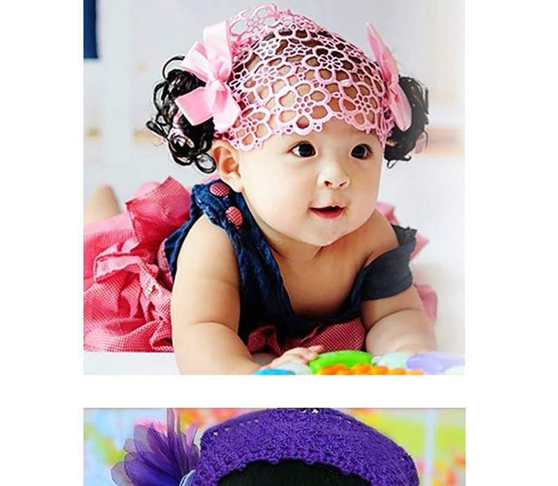 Fashion Purple Flowers Decorated Child Wig,Kids Accessories