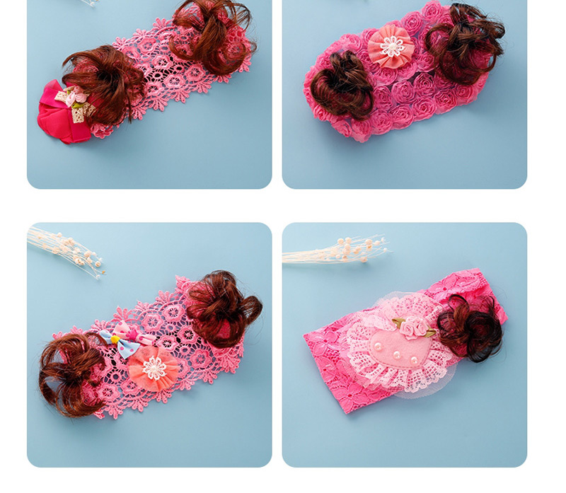 Fashion Pink Pearls&flower Decorated Child Wig,Kids Accessories