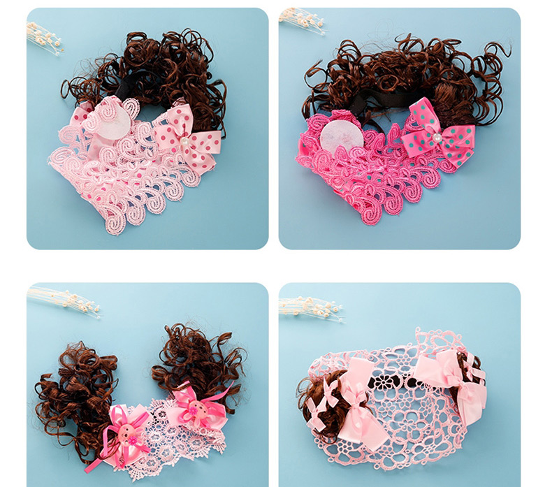 Fashion Plum Red Pearls&flower Decorated Child Wig,Kids Accessories