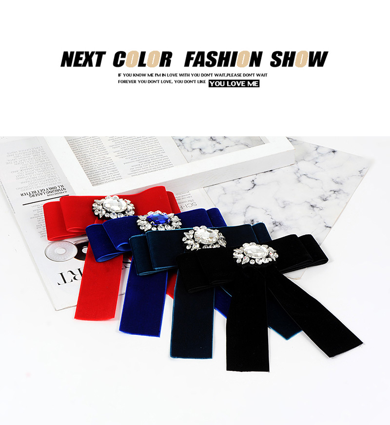 Fashion Black Diamond Decorated Bowknot Shape Brooch,Korean Brooches