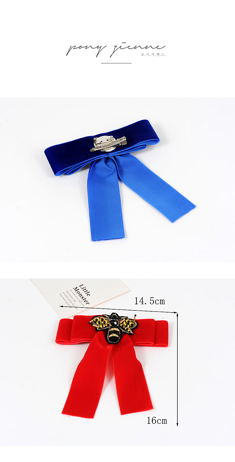 Fashion Sapphire Blue Embroidery Bee Decorated Bowknot Shape Brooch,Korean Brooches
