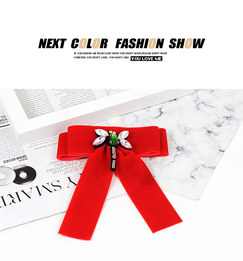 Fashion Red Dragonfly Decorated Bowknot Shape Brooch,Korean Brooches